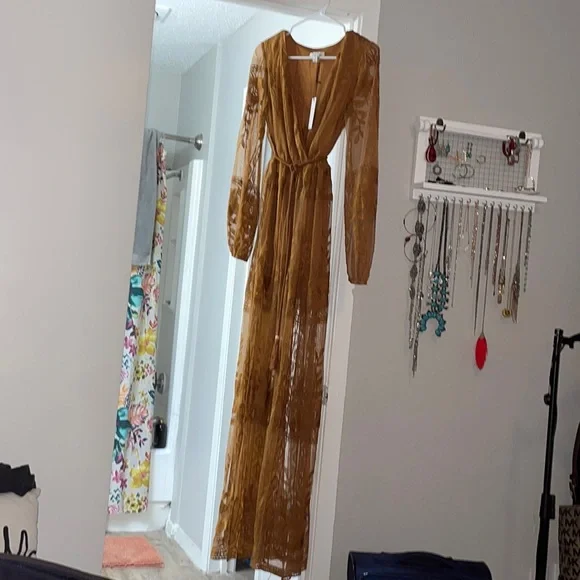 Dresses | Rust Brownburnt Orange Lace Maxi Dress Never Worn | Poshmark